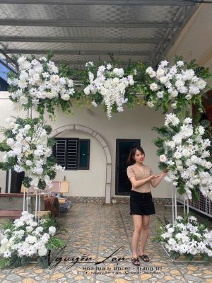 Cổng Cưới Vuông Tông Xanh Trắng - CC009