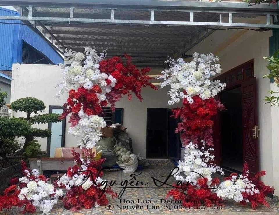 Cổng Cưới vuông tông đỏ trắng - CC037