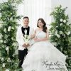 Cổng Studio trụ lá xanh hoa trắng- CS023