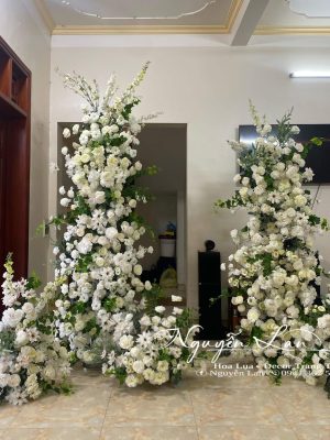 Cổng Studio trụ trắng lá xanh- CS026